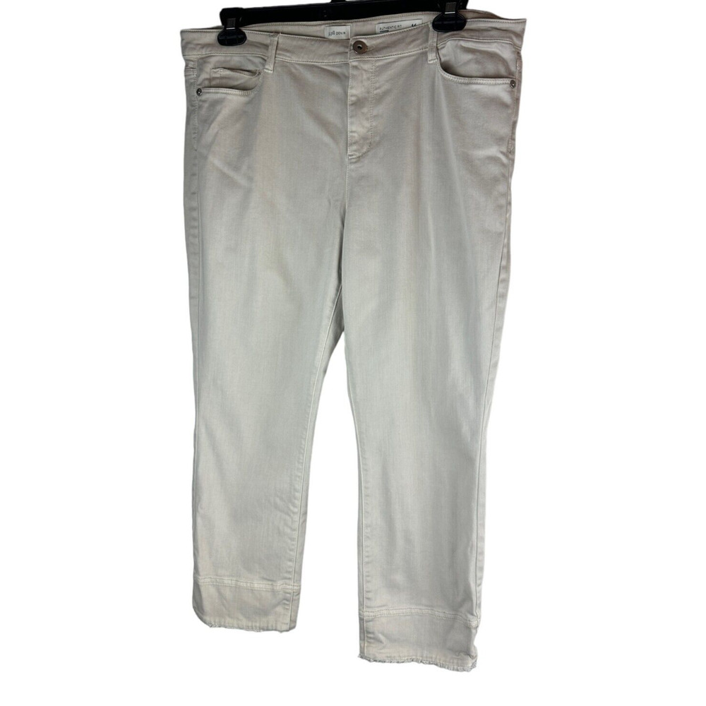 J. Jill Authentic Fit Cropped Jeans Fringe Raw Hem Pebble Cream Plus Size 16 - Picture 2 of 7